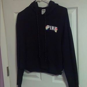 PINK cropped hoodie with cut out back